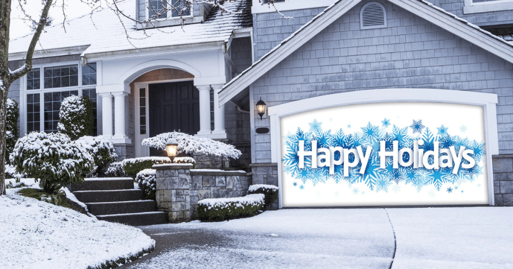 holiday theme garage door cover